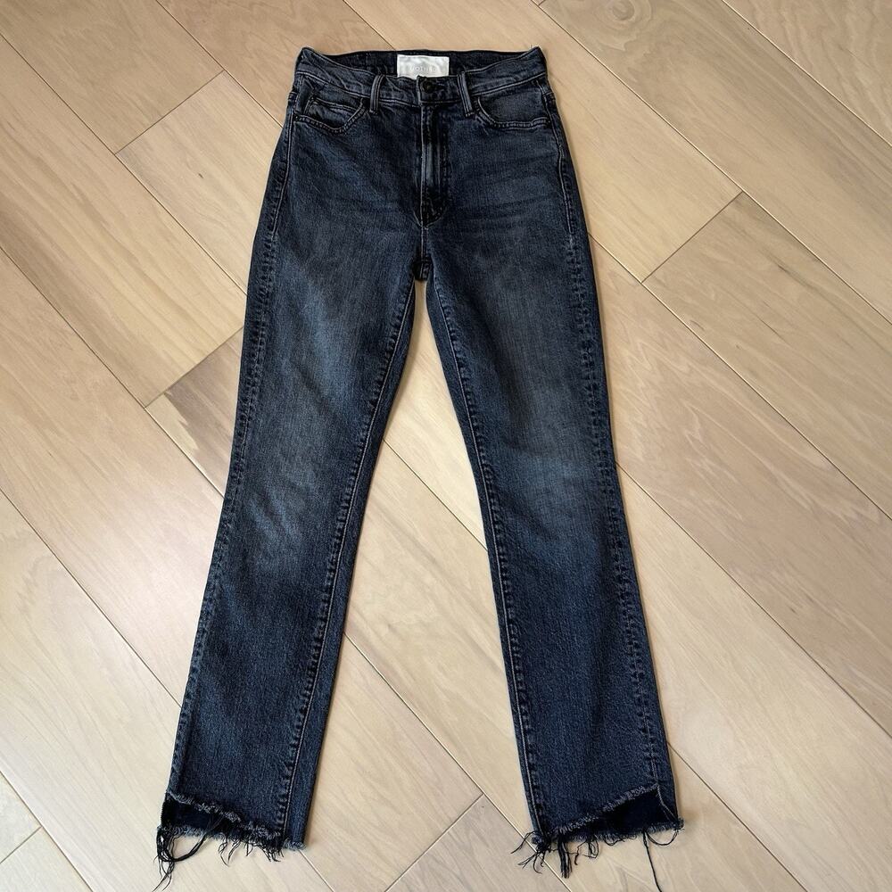 Mother High Waisted Rascal Ankle Fray In Roadtrip Renegade Black Jean Women’s 24